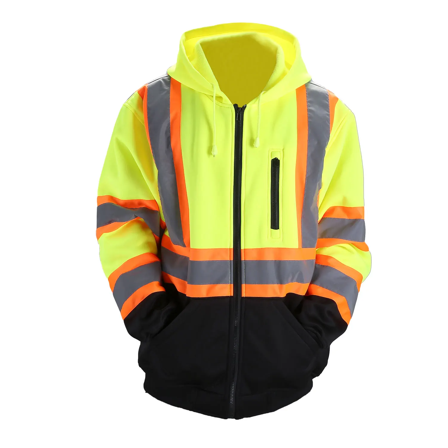 Fonirra ANSI Grade3 pullover high visibility jacket reflective mens hoodies safety sweatshirts