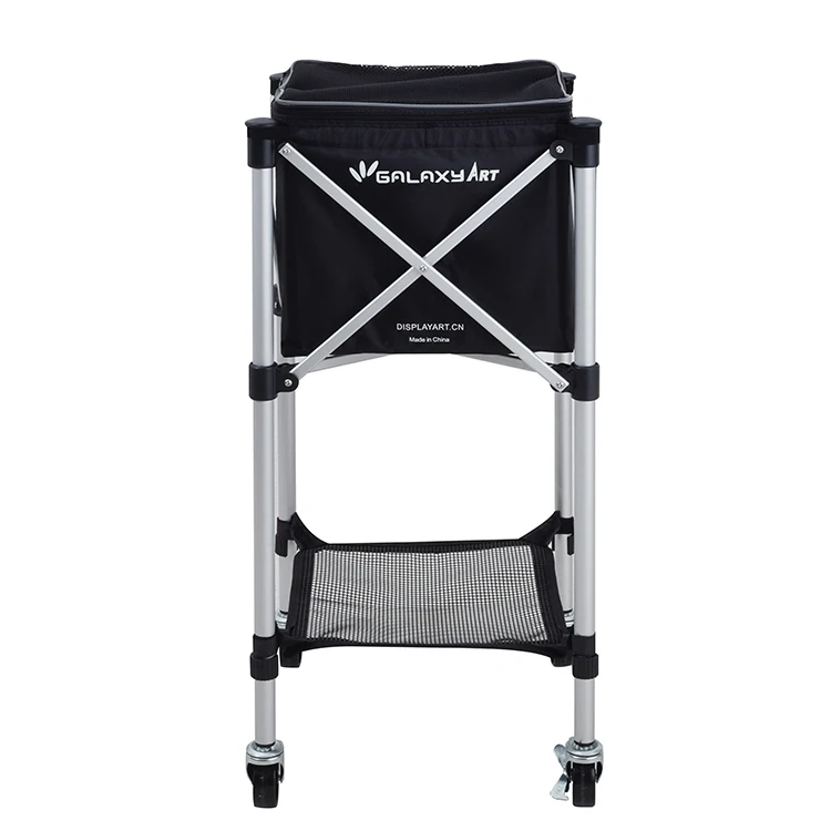 Aluminum Alloy Tennis Ball Travel Basket Hopper with Wheel Sports Teaching Cart