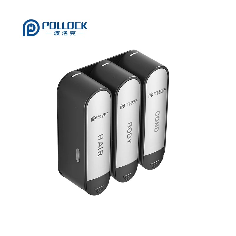 3 chamber abs wall mounted cute blacksoap dispenser for toilet