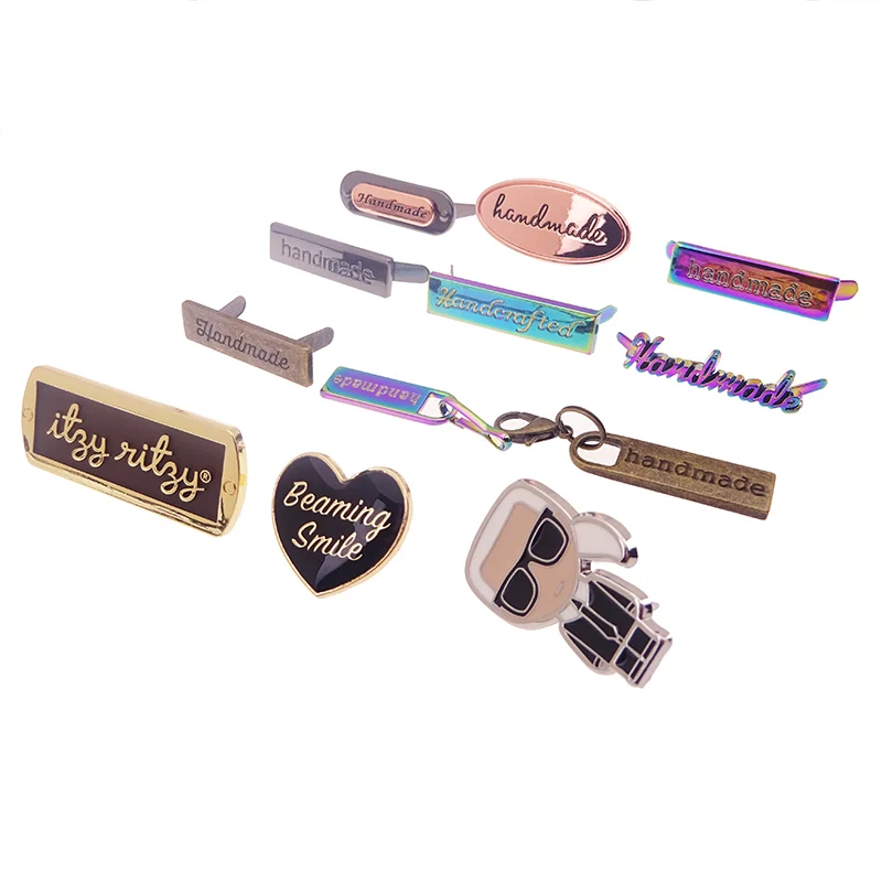 Wholesale Custom Metal Brand Logo Name Tag Label For Bag