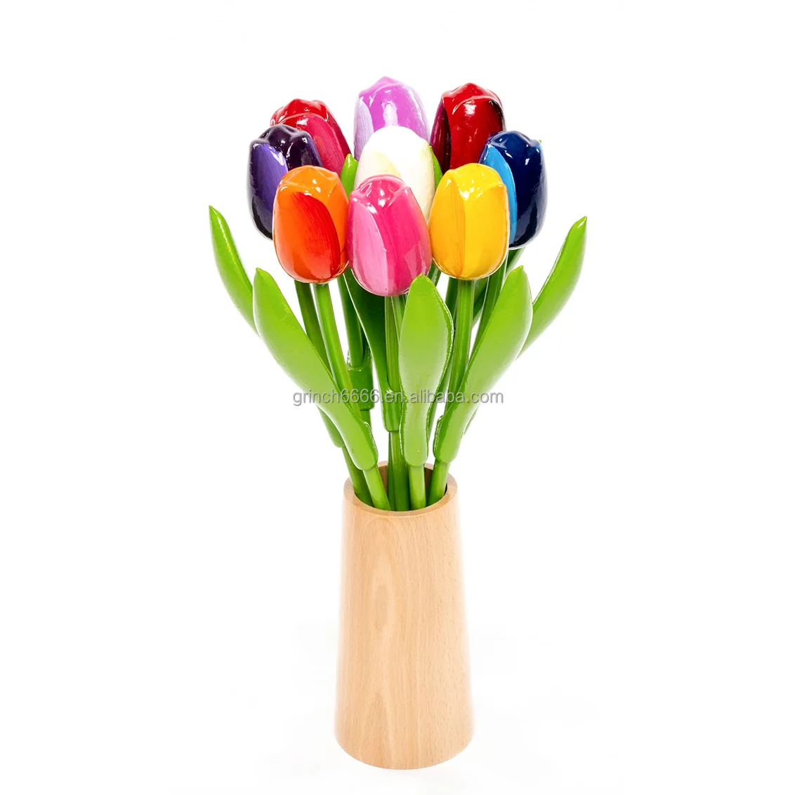 Wooden Flowers Tulips Holland Wooden Tulip on stem Hand painted Wedding Dutch Spring Bouquet of wooden tulips