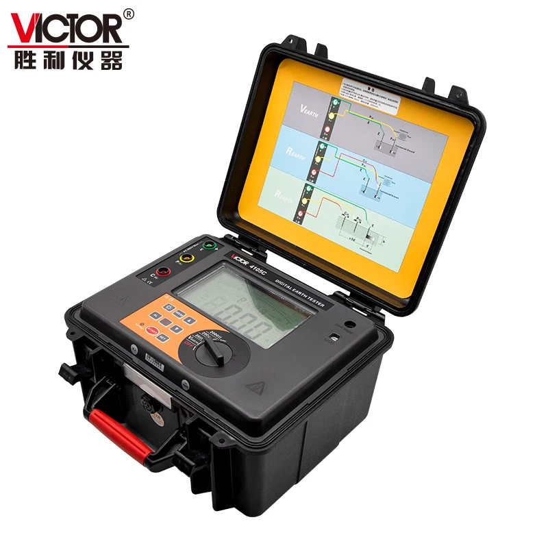 Цифровой прибор для измерения сопротивления заземления VICTOR 4105C 4-полюсный электронный заземления/напряжения/сопротивления почвы