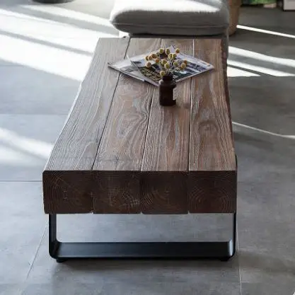 Wholesale Nordic Solid Wood Tea Table American Industrial Vintage Retro Living Room Table Industrial Rustic Coffee Table