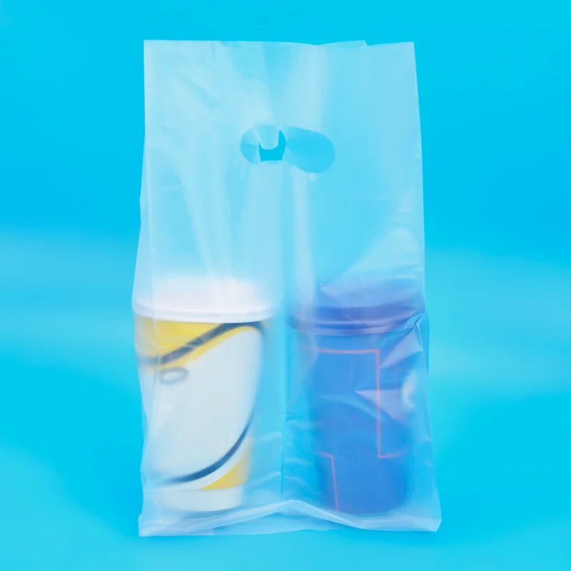 Best Price Coffee Tea Milk Cup Holder Take Away Carrier Bag Thickened Double Drink Disposable Plastic Cup Bag