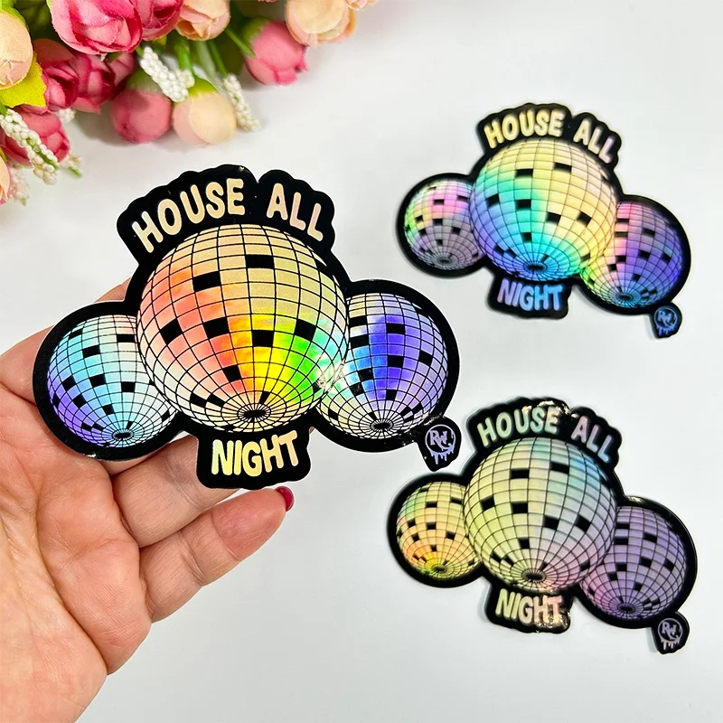 OEM ODM Custom Sticker Printing Die Cut Decal Stickers Hologram Laser Vinyl Waterproof Anime Cartoon Holographic Stickers