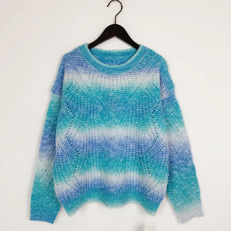 HUIFAN New Cotton Wool Woman Knitted Sweater Top Long Sleeve Crewneck Jacquard Pullover Knitwear Sweater Jumper for ladies