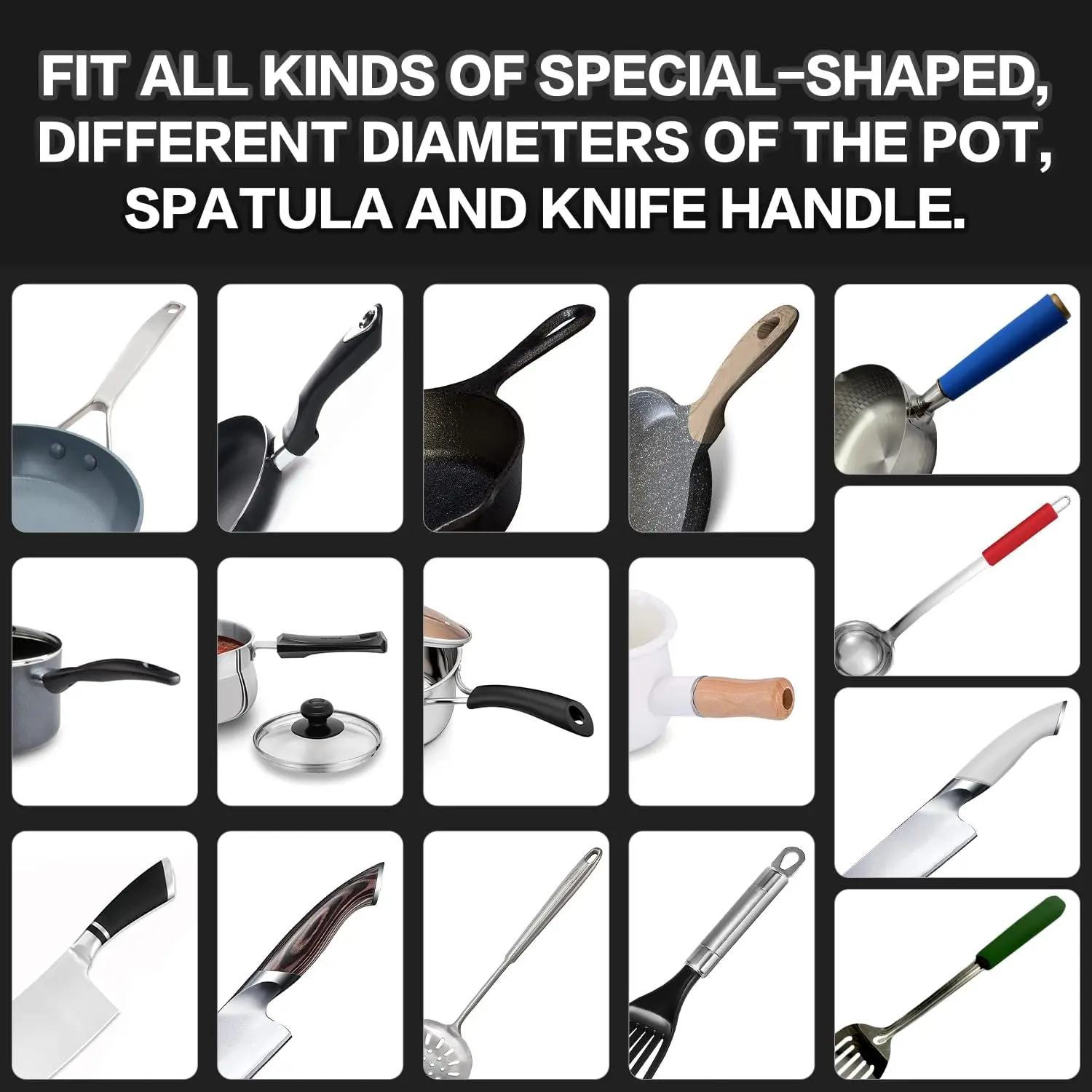 Silicone Hot Handle Holder, Potholder for Cast Iron Skillets, Rubber Pot Handle Sleeve Heat Resistant for Frying Pans & Griddles