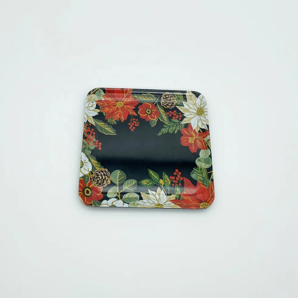 Wholesale unbreakable  custom black melamine  square sauce plate  dishes dinner  Food grade