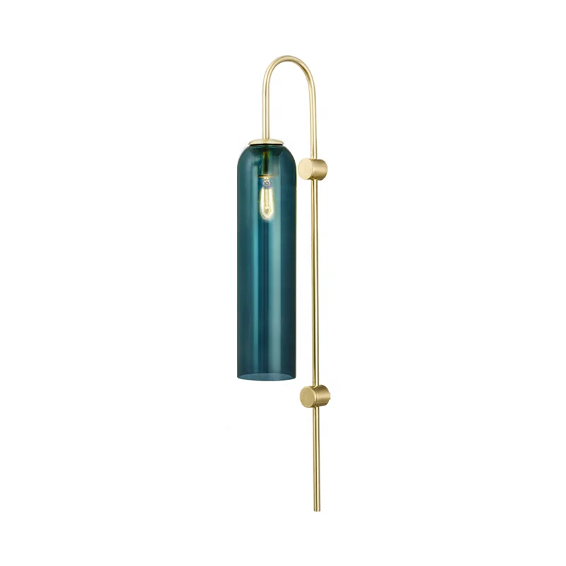 European wholesale Assembly Lighting Blue Clear Glass Cover Wall Lamp Sconces Electric for Indoor Decoration
