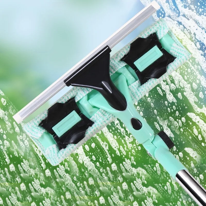 Multifunction Home Double-sided Double Layer Spin Telescopic Rod Glass Window Floor Plastic Wiper Squeegee