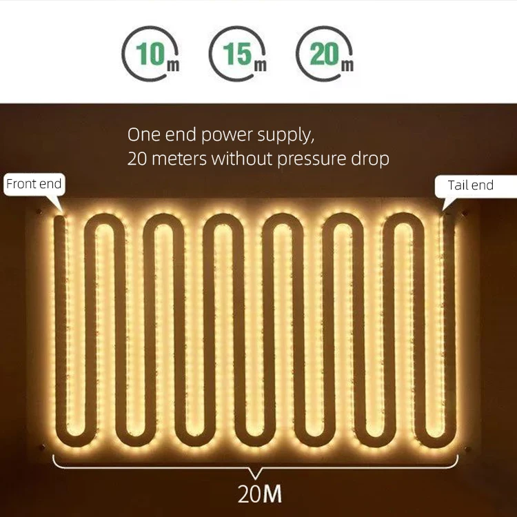 DC24v 10mm PCB 2835 SMD LED Strip Light 120LEDs/M 3000k 6500k 20m Constant Current Smart Strip Lights 5 Years Warranty