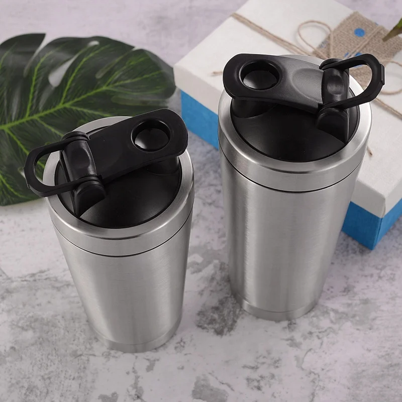 Custom 500ml 750ml double wall stainless steel shaker bottle vacuum insulated Steel Mixing Ball Gym wholesale protein