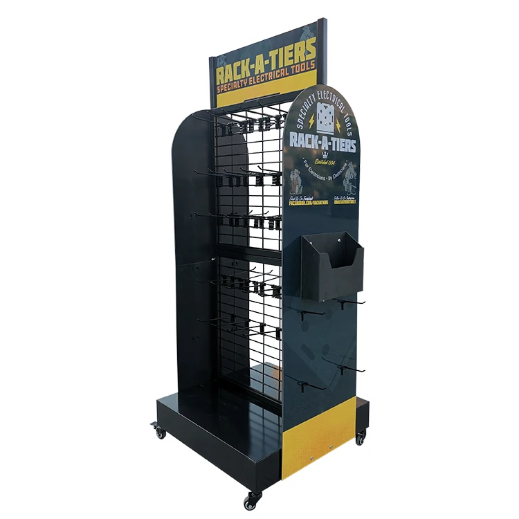 Custom Free Standing Wire Display Rack Metal Rotating Floor Hanging Display Stands With Hook