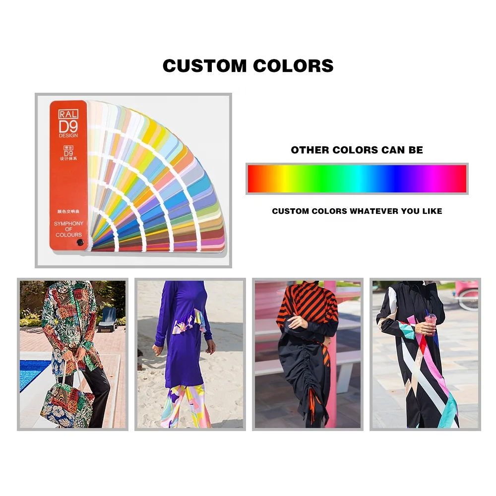 2024 Custom Islamic swimming Suit Full Cover 3 PCS hijab Swimsuit dress Women Modest Muslim Swimwear