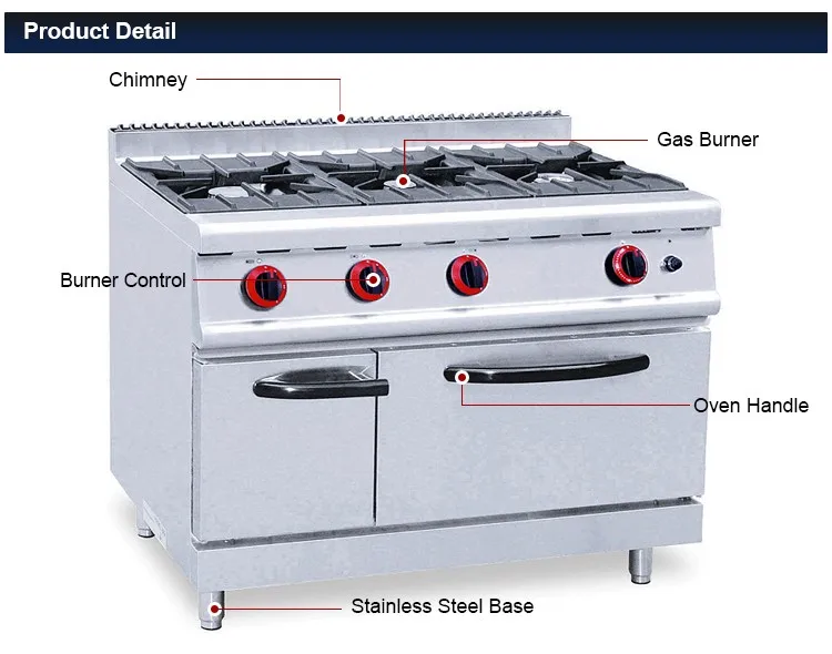 Heavy-Duty 3-Burner Gas Stove Oven Cooking Equipment Stainless Steel Table Top Hotel Electric Power Source LPG Built-in Options
