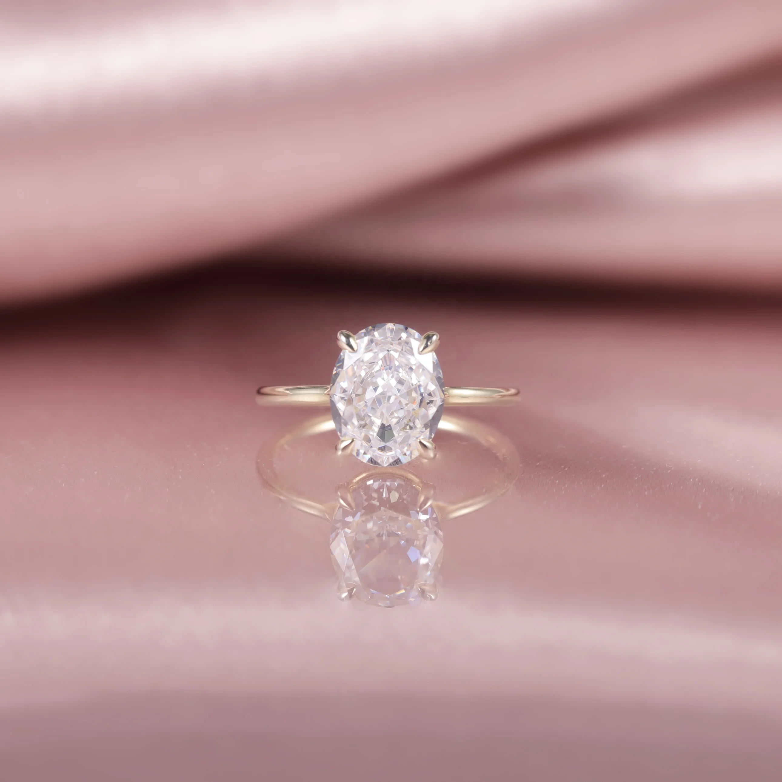 OL1481 Abiding Classic 4 Claws D Color VVS Oval Cut 3CT Moissanite Diamond 9K 10K 14K 18K Solid Gold Solitaire Rings
