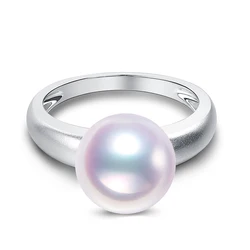 Factory direct  jewelry supply simple 925 sterling silver ring sand-blasting process southsea pearl ring for women