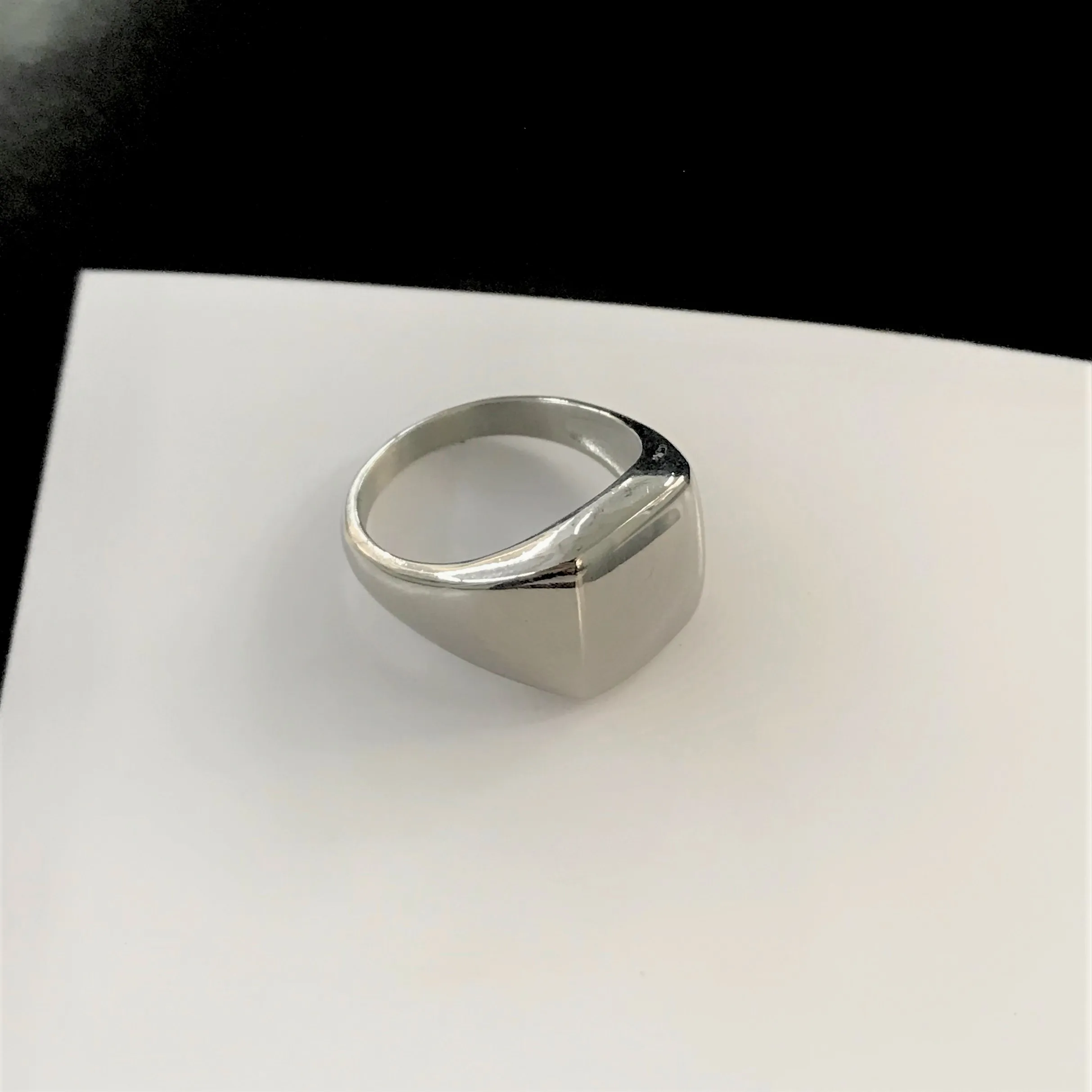 VAF Statement Custom Engraved Logo Signet Ring Stainless Steel Bague Chevaliere Name Stamp Ring For Men Women