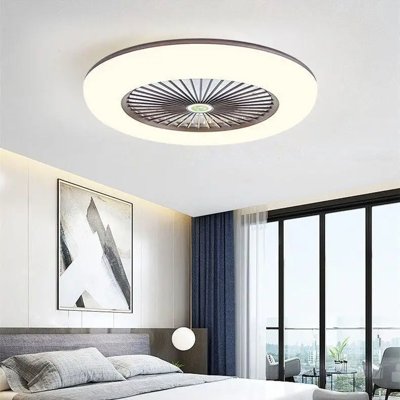 Modern Led Ceiling Fan Lights Ac Motor 3 Speed Adjustable Bedroom Light Remote Control Round Fan Lamps For Living Room