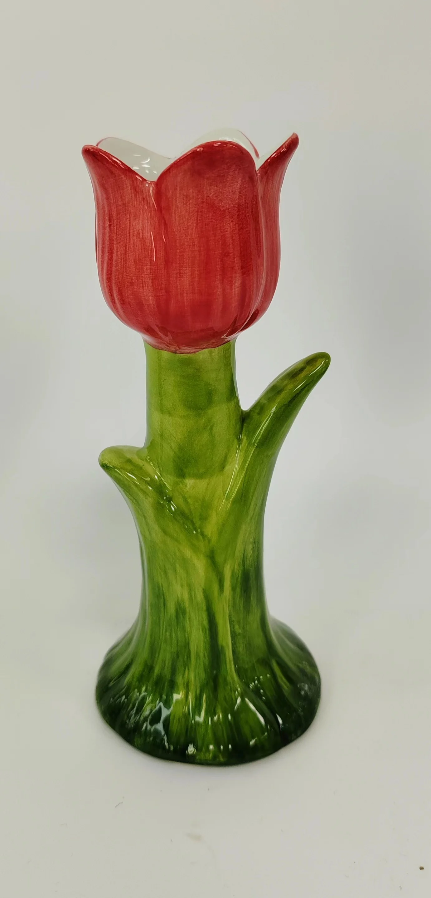 Hand painted Tulip candlestick ornament ceramic vase tangerine flower ware home decoration