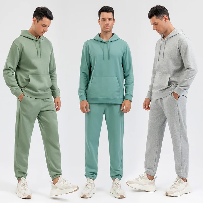 High Quality 85% Cotton 15%Poylester Jogging Track Sweat Suit Unisex Men Sweatsuit Tracksuit Sweatpants Hoodie Set