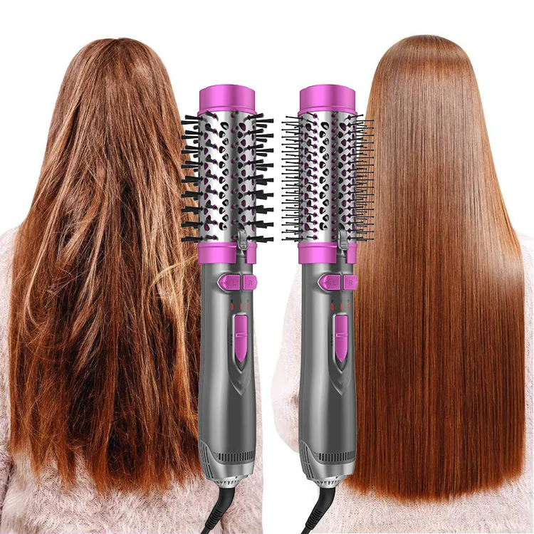 High-end Factory  Brushes Hair Curler and Straightener Brush 2 in 1 LED Temp Indicator Hot Air Hair Combs