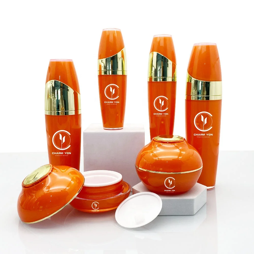 Where to buy Korean style bowl shape orange color custom rare luxury beauty product packaging cosmetic bottle