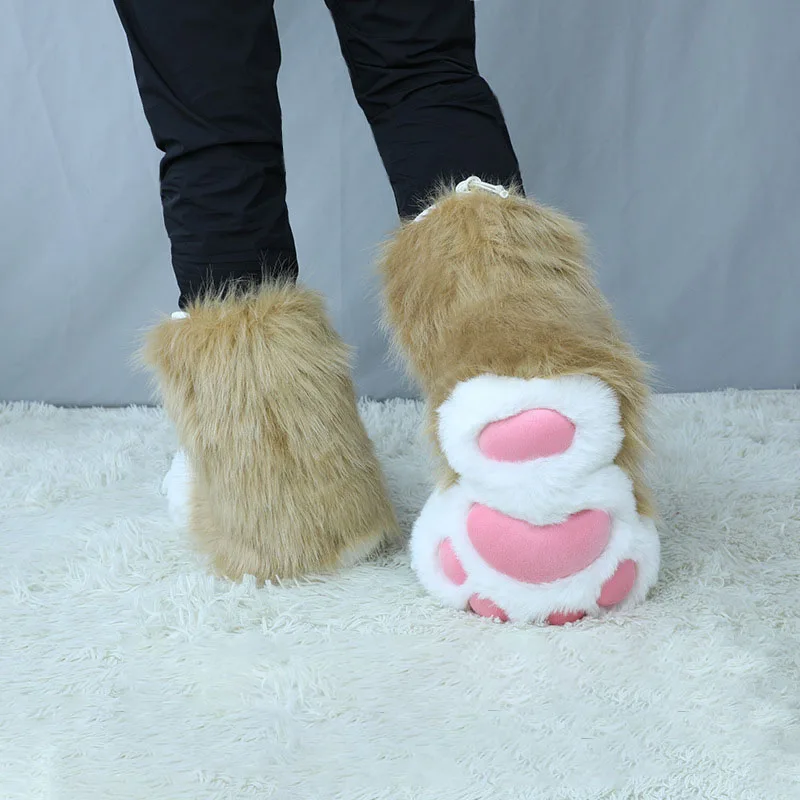 Plush Beasts Claw Slippers Boots Fursuit paw Mascot Costume Furry Cosplay Suit Comic-Con cosplay Accessories