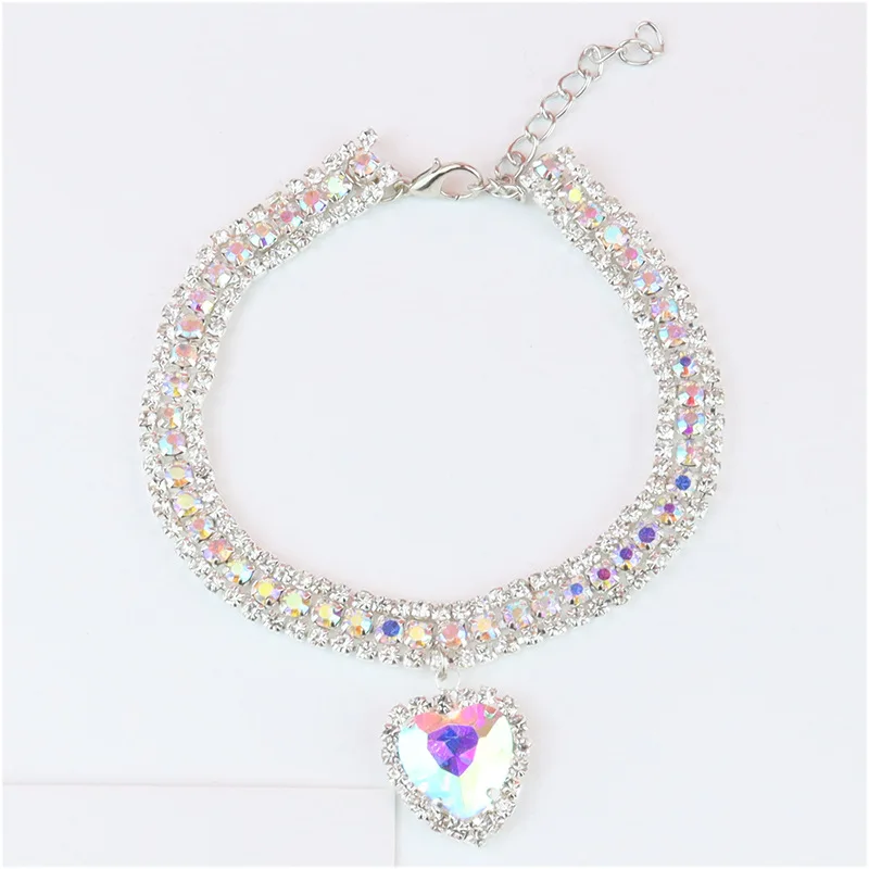 Wholesale pet dog and cat collar Thanksgiving love pendant three row diamond necklace collar
