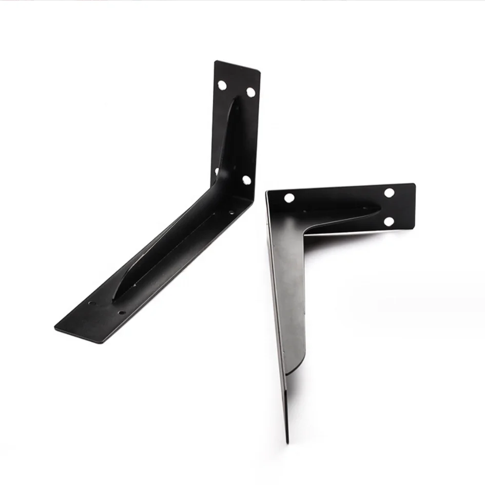 Rhetech Heavy Duty Cast Iron Metal Industrial Black Floating Shelf Bracket Hardware Supports Hidden Invisible L Shelves Brackets