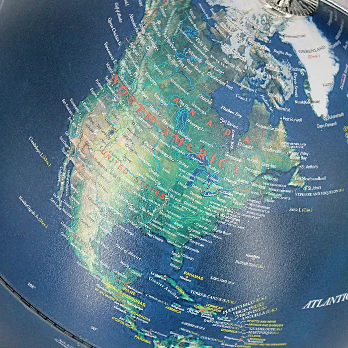 World Globe Mapas De Corcho 2023 Hot Sale Dark Blue Background Color Picture Metal Bracket English Led Light Mova Globe