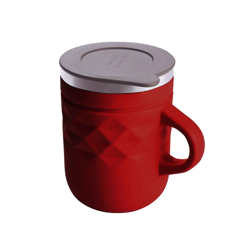 Хит продаж персонализированная бутылка для воды кофейная кружка из нержавеющей стали с вакуумной изоляцией резиновой чайная ручкой