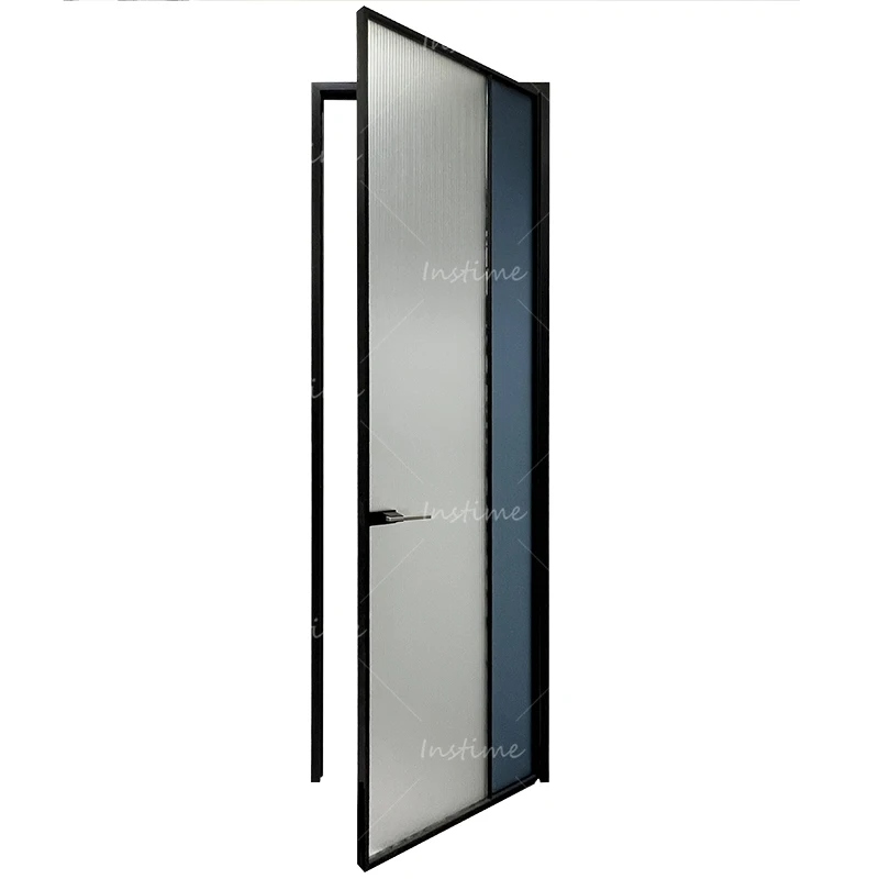 Instime Lifetime Warranty Hurricane Impact Black Glass Aluminum Profile Resistor Aluminum Entrance Casement Door For House