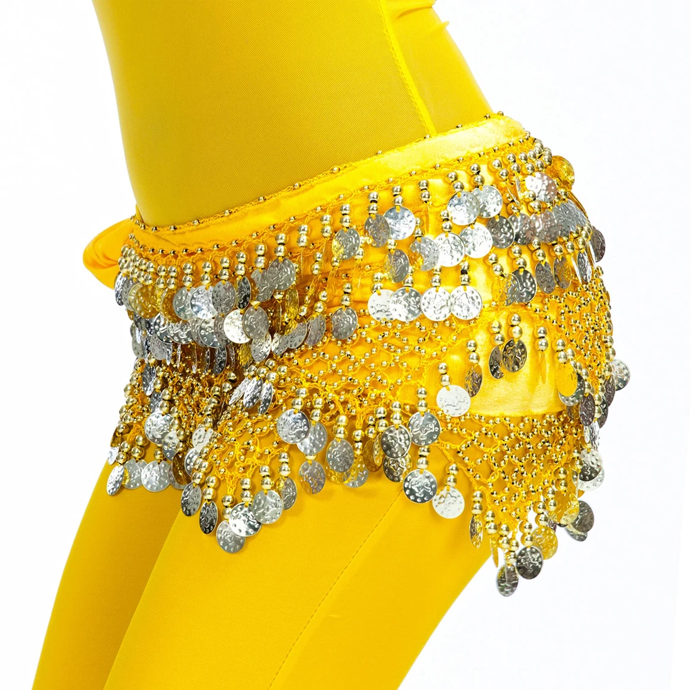 DE001 Fashion  colorful 320pcs coin belly dance hip scarf for performance