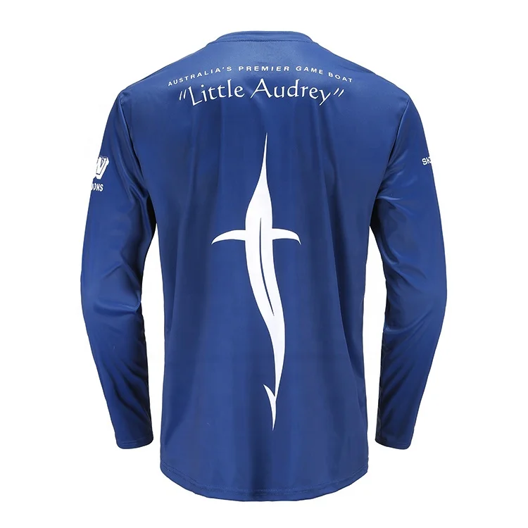 OEM Custom Navy Color Men Long Sleeve Fishing Wear with Anti- UV