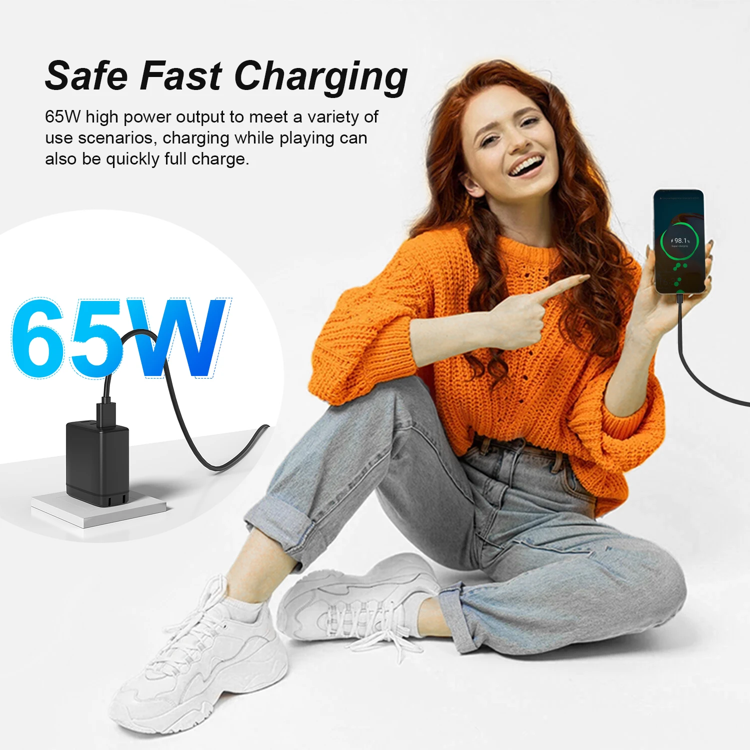 Wholesale 65W GaN Charger Fast Charging Power Adapter For Notebook Mobile Phone USB Type C 65W Portable Travel Charger Adapter