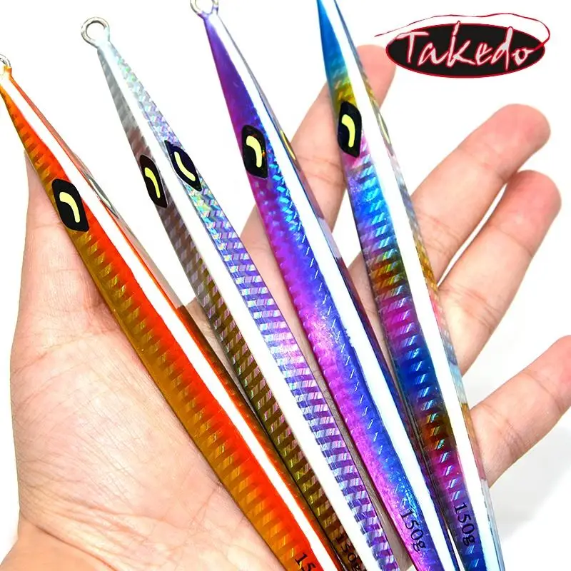 TAKEDO JY30 250g 210mm  Bass Lure Deep Sea Lead Metal Jig Lure  Fast Sinking Lures Pencil Vertical Lead Jigs