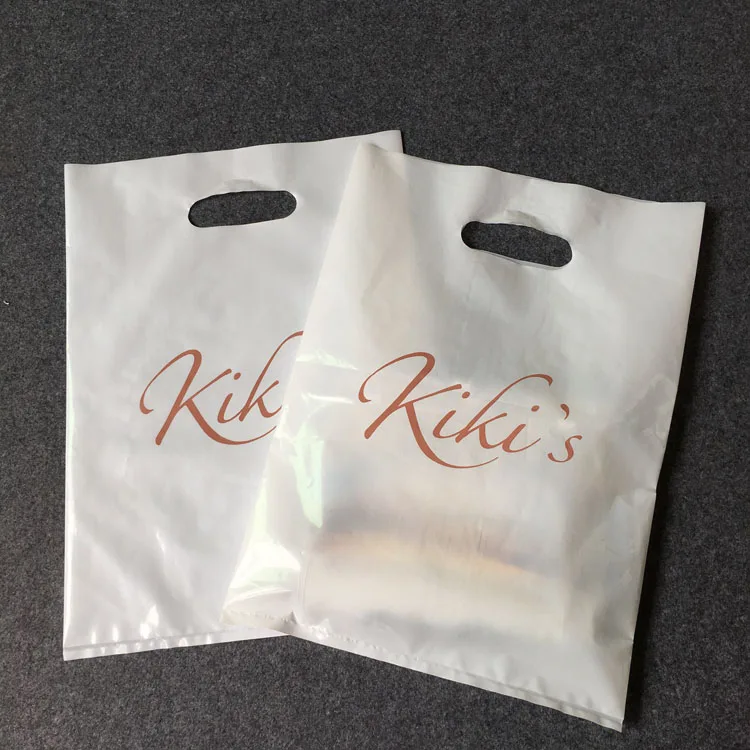 custom print ldpe hdpe die cut handle carry poly apparel plastic merchandise gift packaging polythene shopping bag with logo