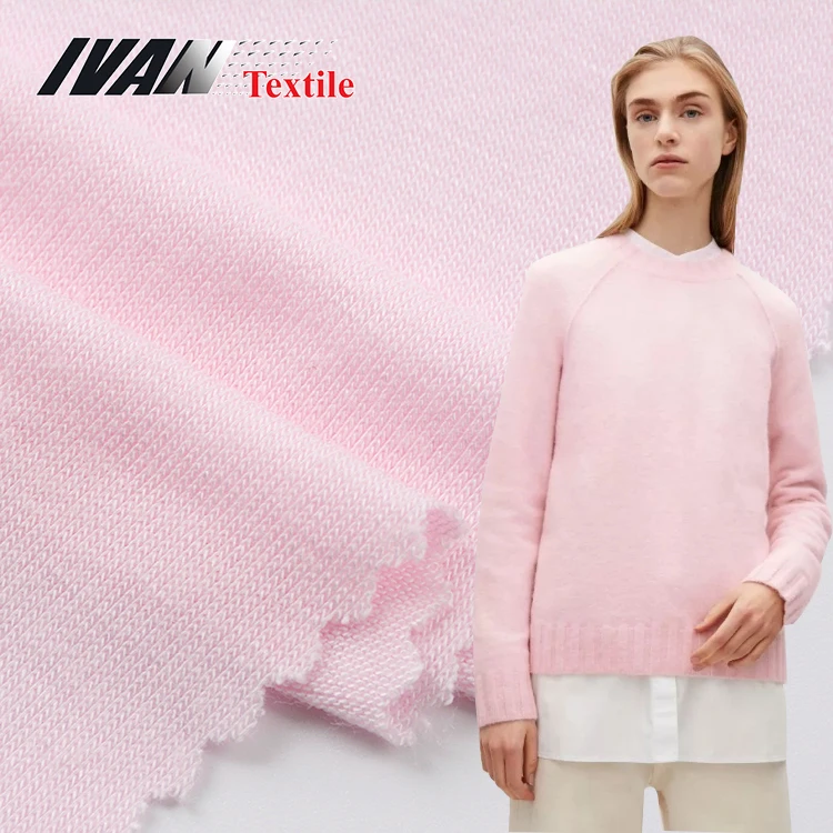 Manufacture 30S custom made knitted pink soft knitwear dress 95% viscose 5% spandex fabric