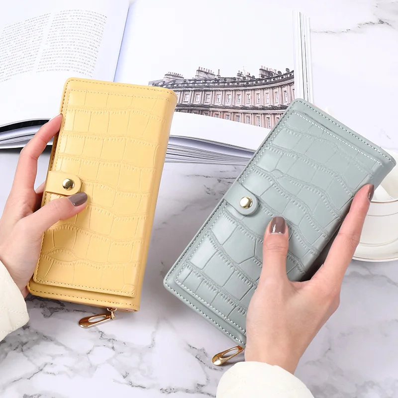 Ready to Ship Long Wallet Women Crocodile Print Pu Leather Phone Wallets Ladies Purse Clutch Bag Large Capacity Zipper Wallet