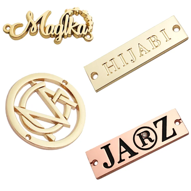 Washable engraved brand logo Custom metal name label tags for clothes