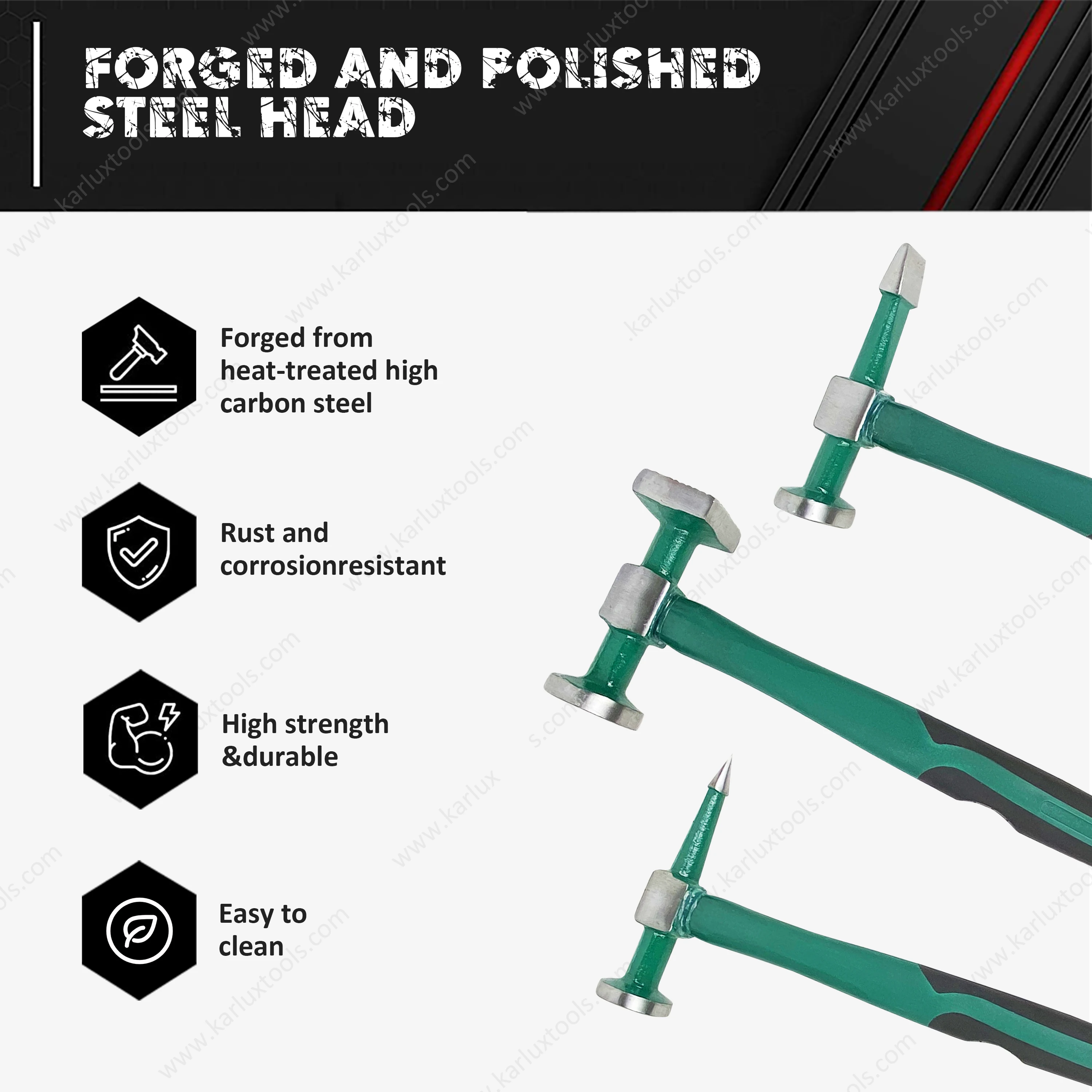 Heavy Duty Auto Body Hammer Dolly Set Repair Kit Non-Slip Soft-Grip 7 Pcs Sheet Metal Hammer Tool Set