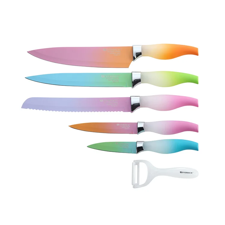 
New Design Pp+Tpr Colourful Knife Kitchen Set/6 Pcs Set Of Knives For Cooking 