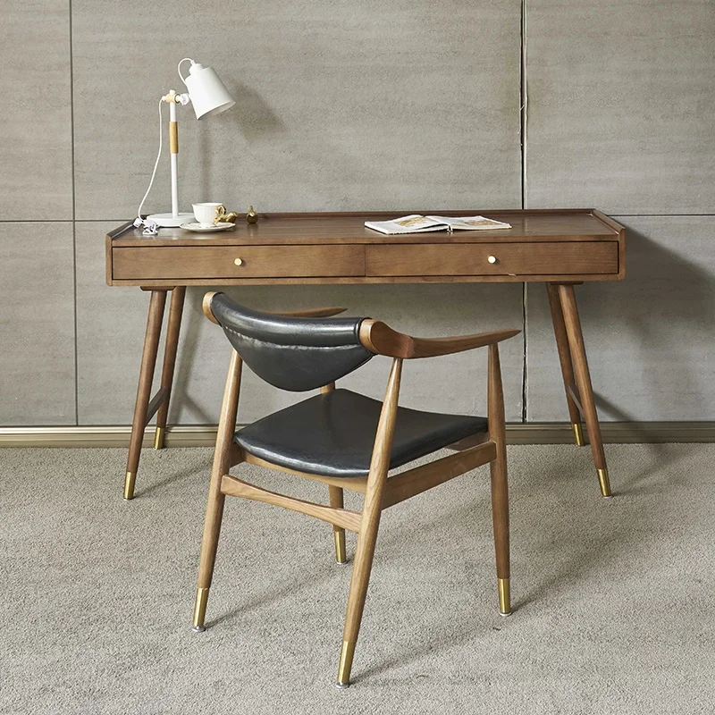 Fashion Computer Desk Office Home Use Bookshelf Combination Wood Classics Double Notebook Table