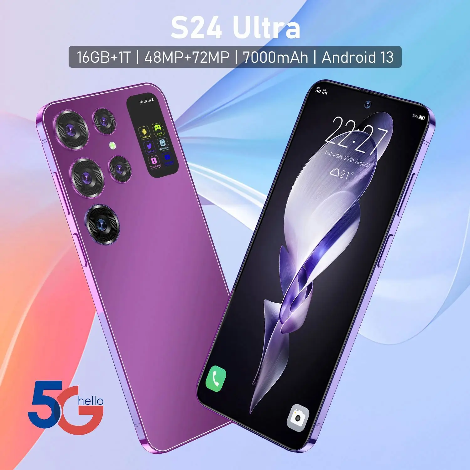 Original Global 5G S24 U Itra smart phone 7.2inch Android 12 unlock Mobile Phone Real 4G LTE Network US CDMA
