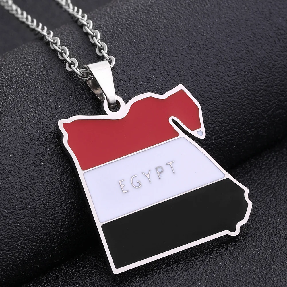 High Quality Country Egypt Map Stainless steel Pendant Necklaces for Men Women Egyptians Maps