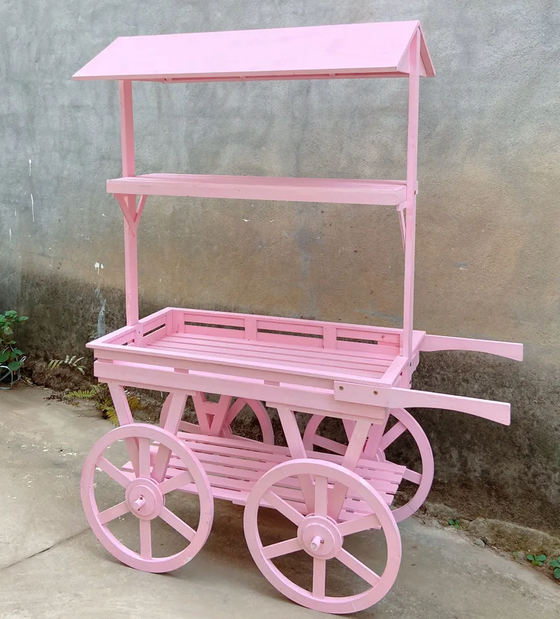 Street Stall Retro Solid Wood Float Flower Rack  Shop Decoration Display Rack Multi-Functional Retro Cart home garden decor