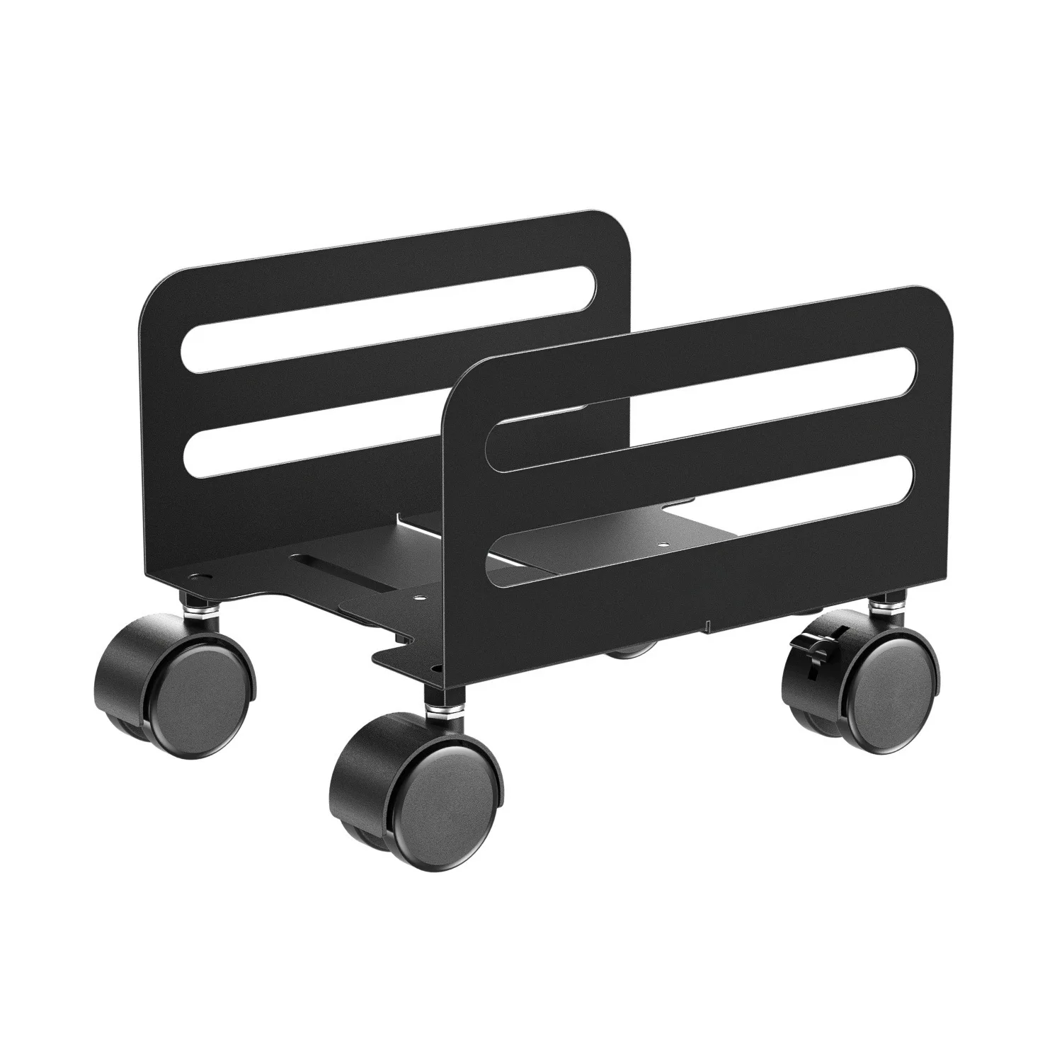 Black CPU Stand with Wheels Waterproof Desktop & Drawer Organizer for Computer Cases & PC Towers