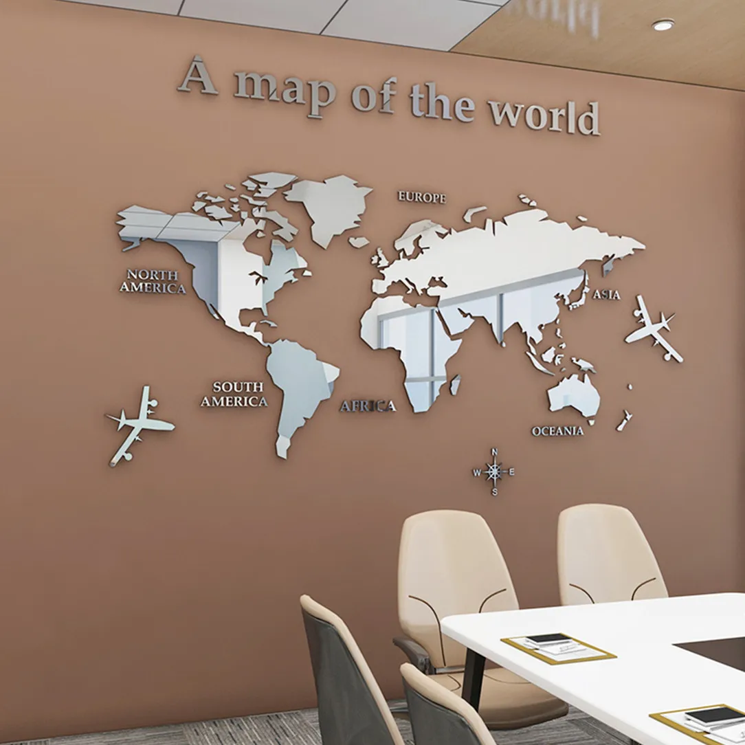 
Wall Stickers World Map 3D DIY Wall Decal Murals Decor for Nursery Living Room Bedroom TV Background Home Decorations (XL) 