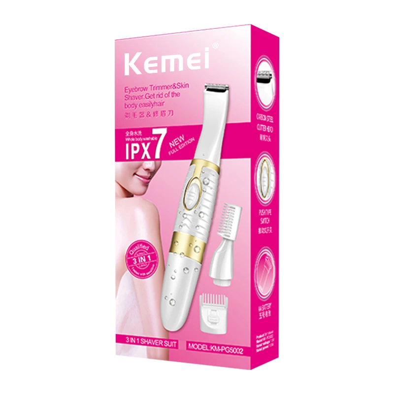  Kemei KM-PG5002 с батарейным питанием Женская бритва и триммер для бровей Эпилятор профессиональный электрический женские уход за телом оптовая